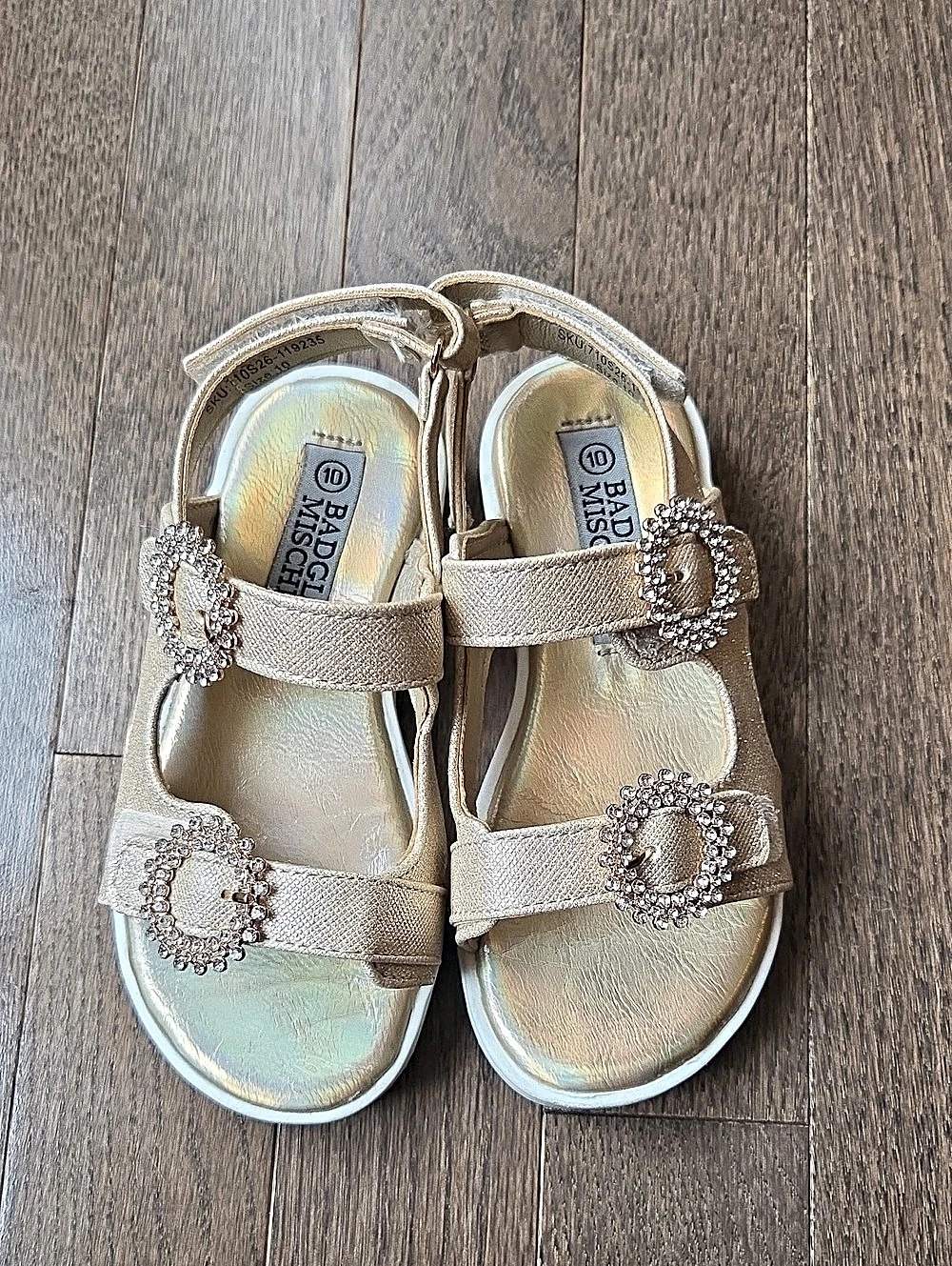 BADGLEY MISCHKA Toddler Girls Embellished Sandals Gold